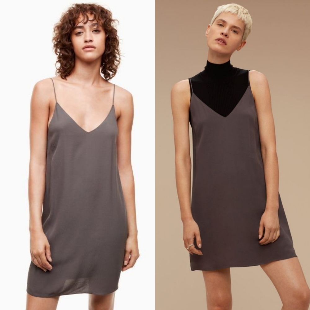 ARITZIA Wilfred Free Vivienne Maroon Crepe V-Neck Camisole Slip Dress Flowy Sz M